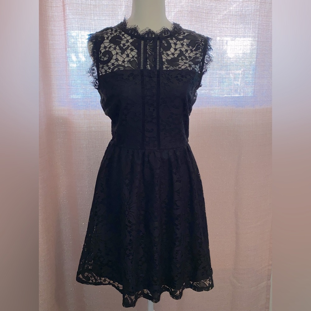 Medium black lace mini dress